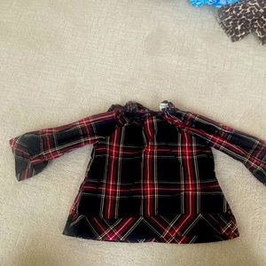 Crewcuts 3T Tartan Cotton Top with button closure in back